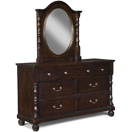 7 Drawer Dresser with Oval Mirror